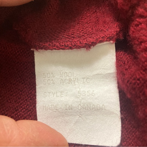 Vtg Norm Thompson Sweater Knit Grandpa Mens L Maroon Red Wool Blend  Y2K Retro - Picture 12 of 16